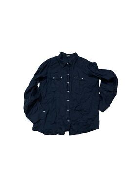 Threads linen navy shirt - Saks Fifth Avenue linen top - navy blouse size xl